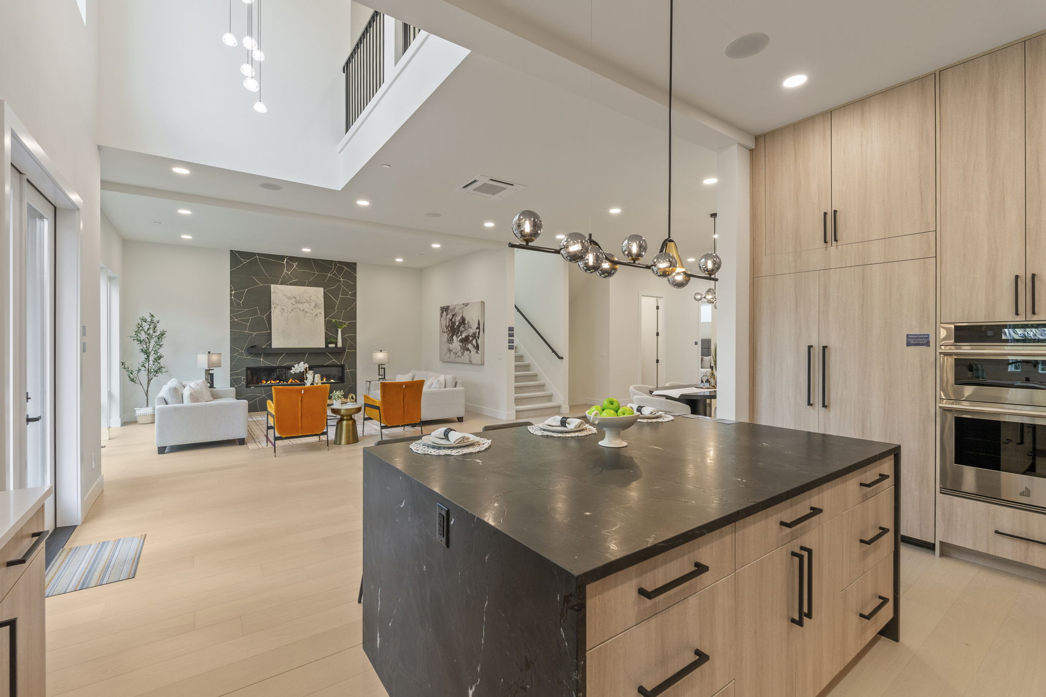 Chef's kitchen with waterfall island